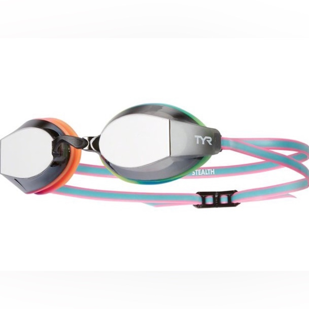TYR BLACKOPS 140 EV RACING MIRROR GOOGLE- RAINBOW/ BLACK WITH SILVER MIRROR LENS
